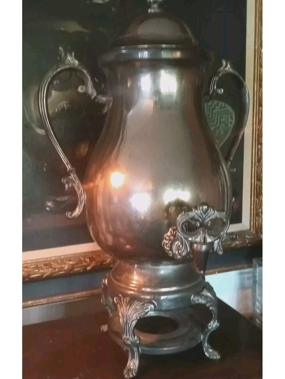 Vintage Silver plated Coffee Tea Urn Decanter Server Samovar Made in Indonesia.